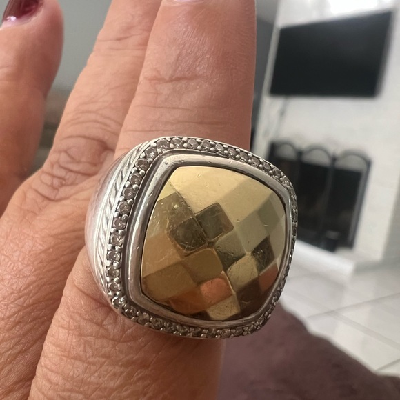 David Yurman diamonds Albion faceted gold ring sz 7 - Picture 7 of 11